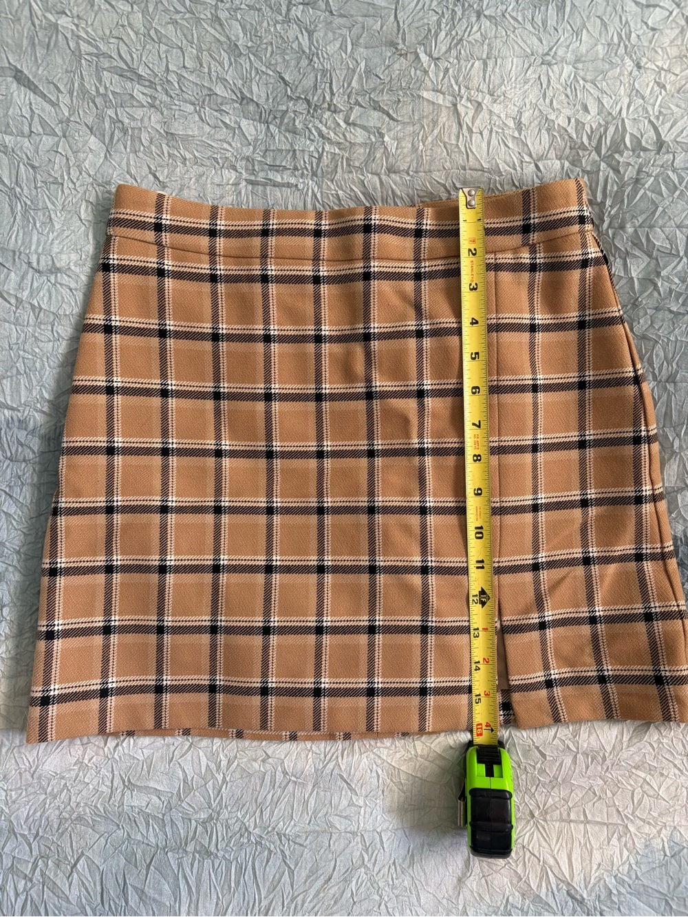 Wilfred Tan Plaid Mini Skirt